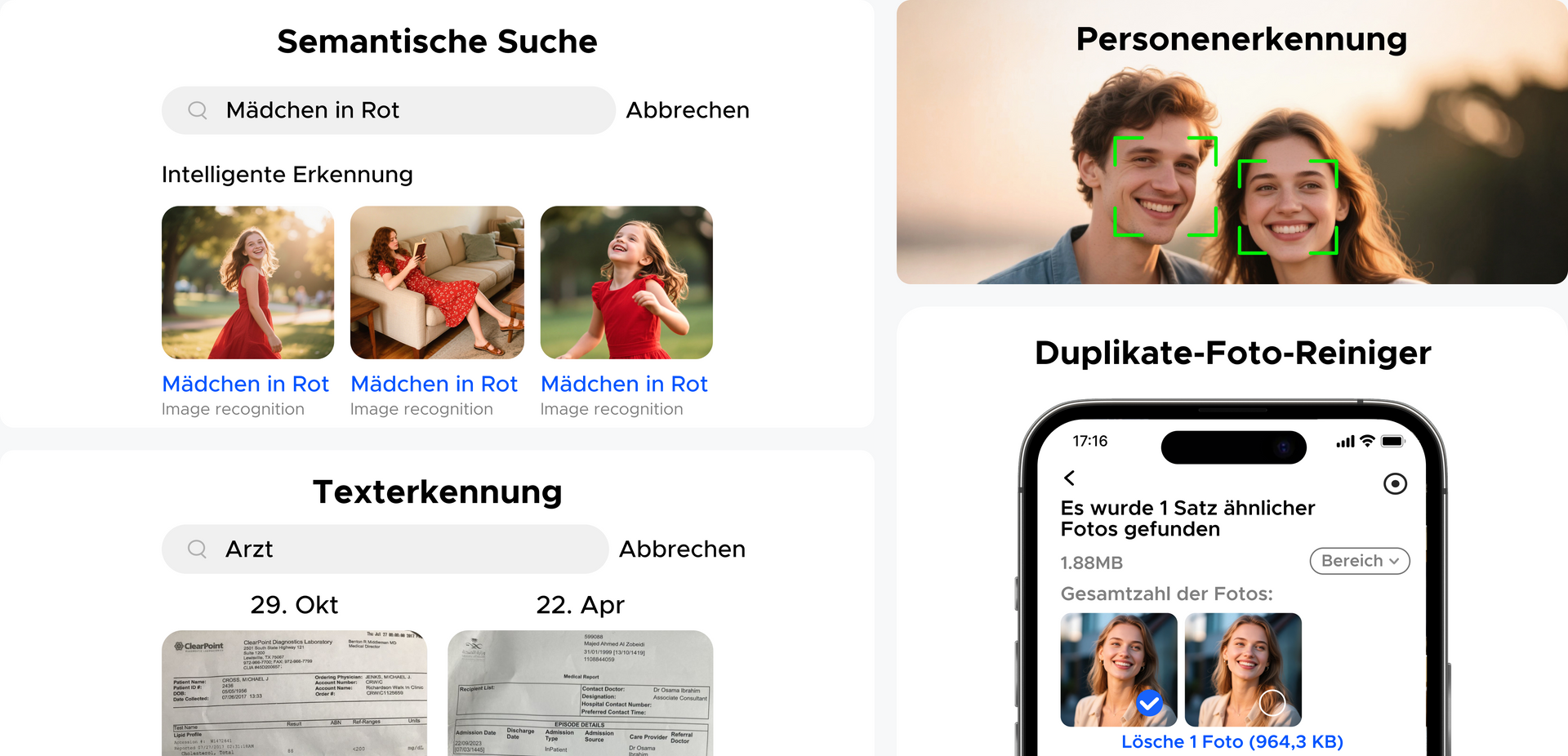 UGREEN DH4300 4-Bay-NAS-Speicher – KI-Fotoalbum mit automatischer Kategorisierung, Gesichtserkennung und automatischem Löschen doppelter Bilder.