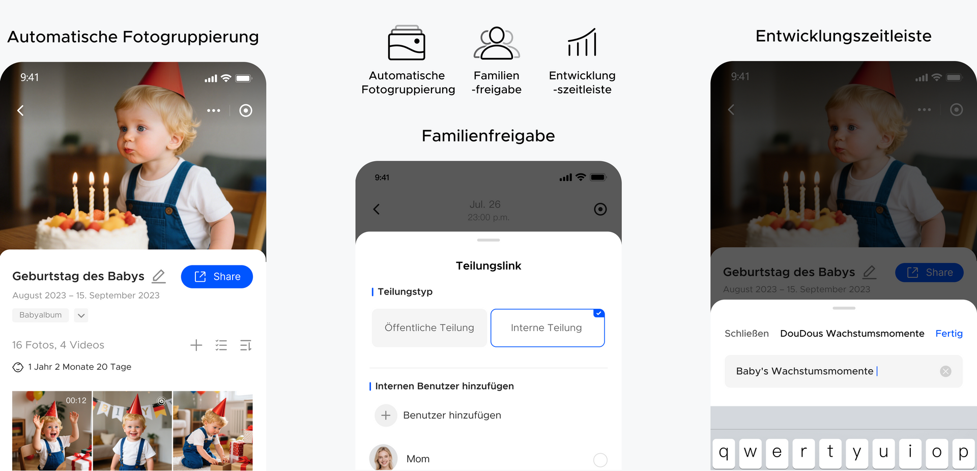 UGREEN DH4300 Plus KI-Fotoalbum erkennt Ihr Baby auf Tausenden von Fotos und dokumentiert automatisch dessen Wachstumsverlauf.