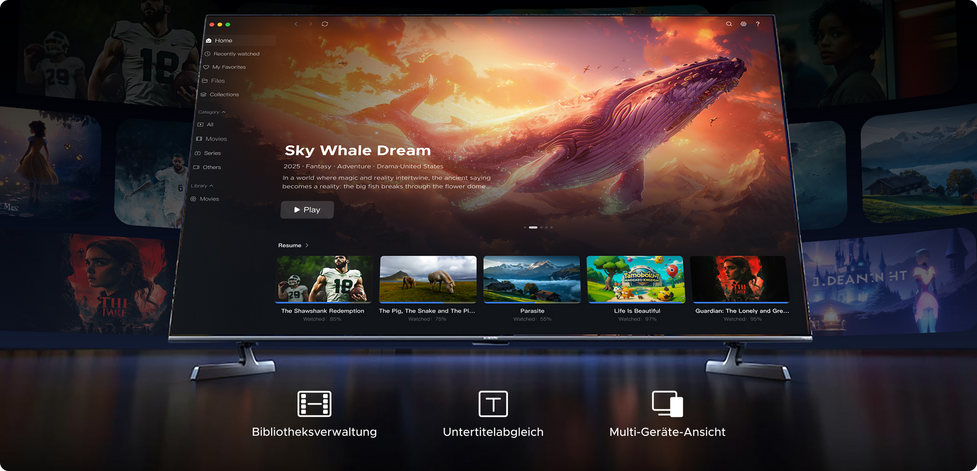 UGREEN NAS-Speicher Doppelte Scraper (TMDB und Intelligente Erkennung) passen Metadaten automatisch an – keine manuelle Einstellung für Cover, Bewertungen, Kurzfilme oder Besetzungsinformationen erforderlich.
