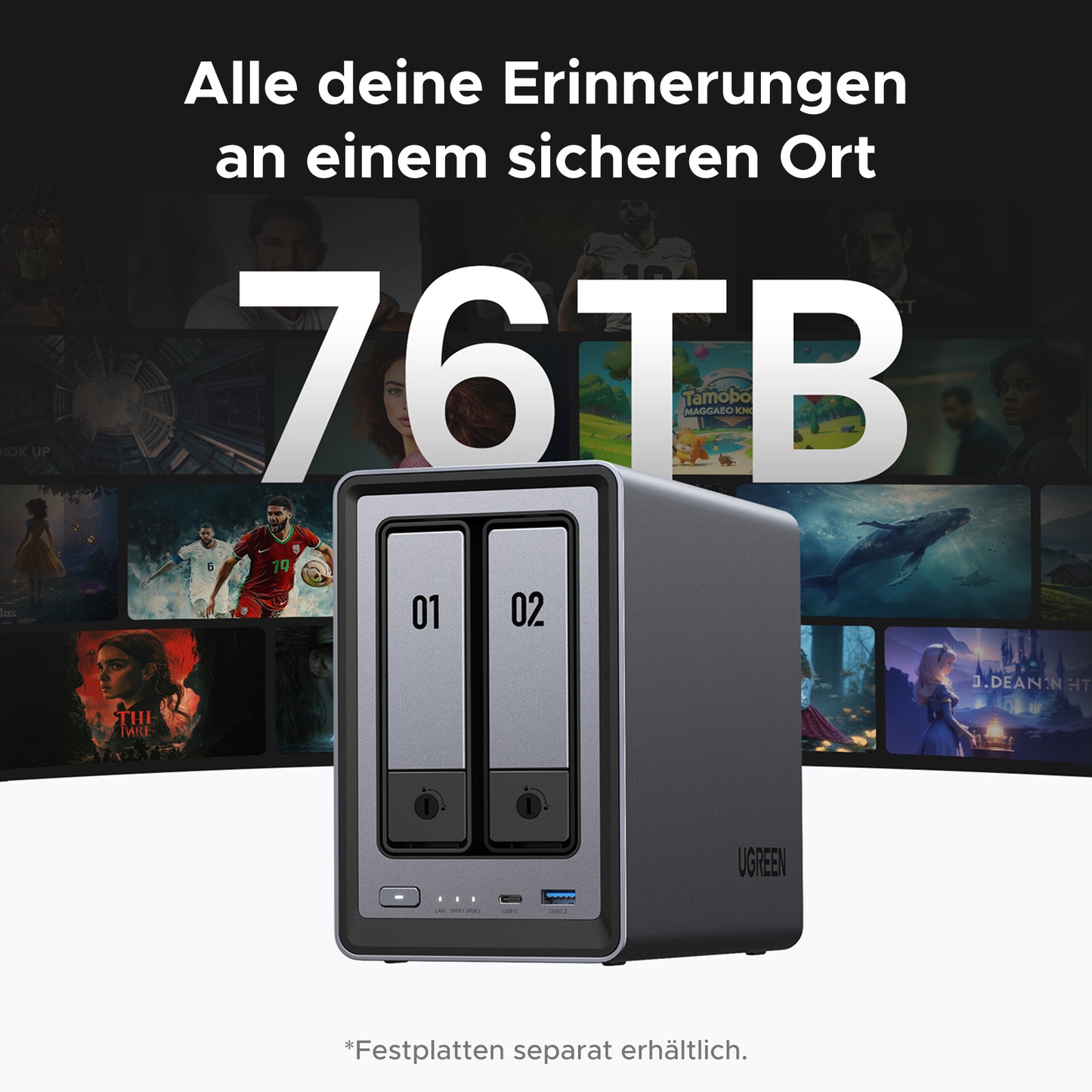 UGREEN NASync DXP2800 2-Bay 76TB NAS