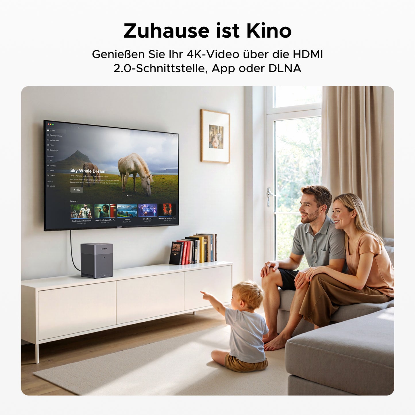 UGREEN DH4300 Plus NAS-Speicher unterstützt die Wiedergabe von 4K-Streaming-Videos.