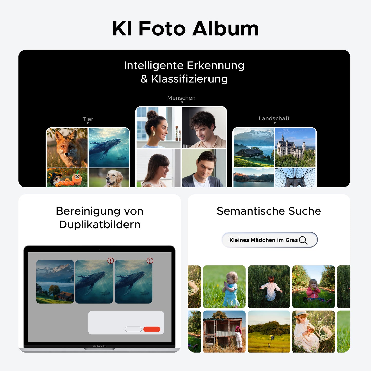 UGREEN NAS Speicher KI Foto Album: Intelligente Erkennung von Personen, Tieren & Landschaften, Duplikatbereinigung und semantische Suche
