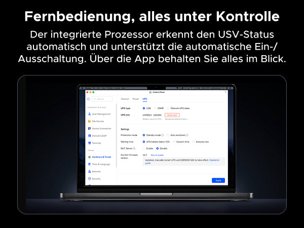 Laptop-Display mit UPS-Steuerungsinterface: 